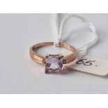 An amethyst and diamond 9ct ring size R 2.3g