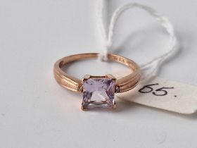 An amethyst and diamond 9ct ring size R 2.3g