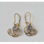 A pair of 9ct blue stone earrings, 1.8 g