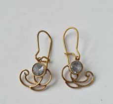 A pair of 9ct blue stone earrings, 1.8 g