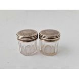 Pair of Victorian jars, glass bases. London 1851