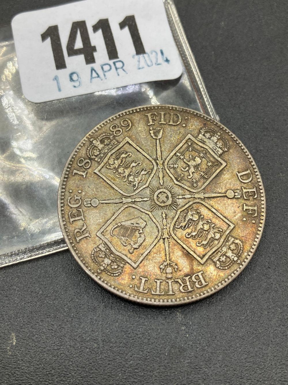Double florin 1889 Inverted I for 1 Rare - Image 2 of 2