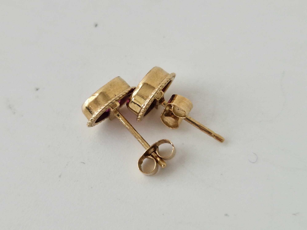 A pair of garnet set earrings, 9ct - Image 2 of 2