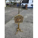 Victorian gilt pole sceen on tripod base, with needlework panel