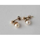 A pair of pearl ear studs, 9ct