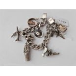 A silver charm bracelet 55 gms