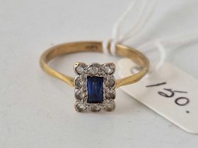 Edwardian Sapphire (oblong) ring 9ct Size Q