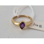 Fancy cut Amethyst ring 4gms 9ct Size O