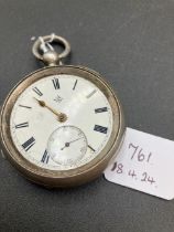 A gents silver pocket watch with seconds dial missing glass