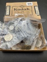 Kodak box of coins and packets
