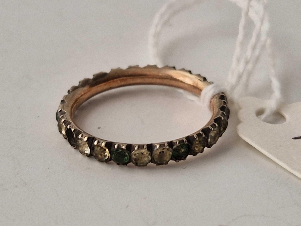 A 19th C silver and gold paste set eternity ring, size L