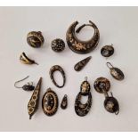 A quantity of broken pique jewellery in bag