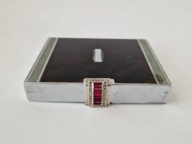 An art deco compact with Ronson gem set clasp