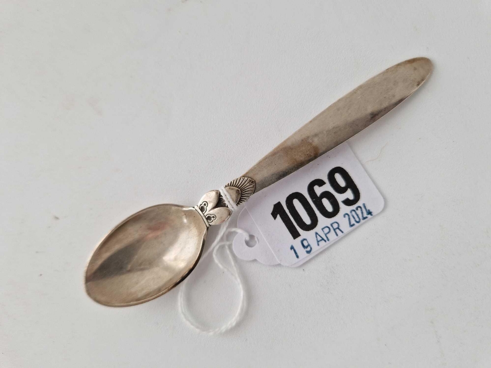 A small Danish silver spoon, 4 inches long,