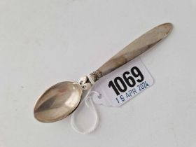 A small Danish silver spoon, 4 inches long,