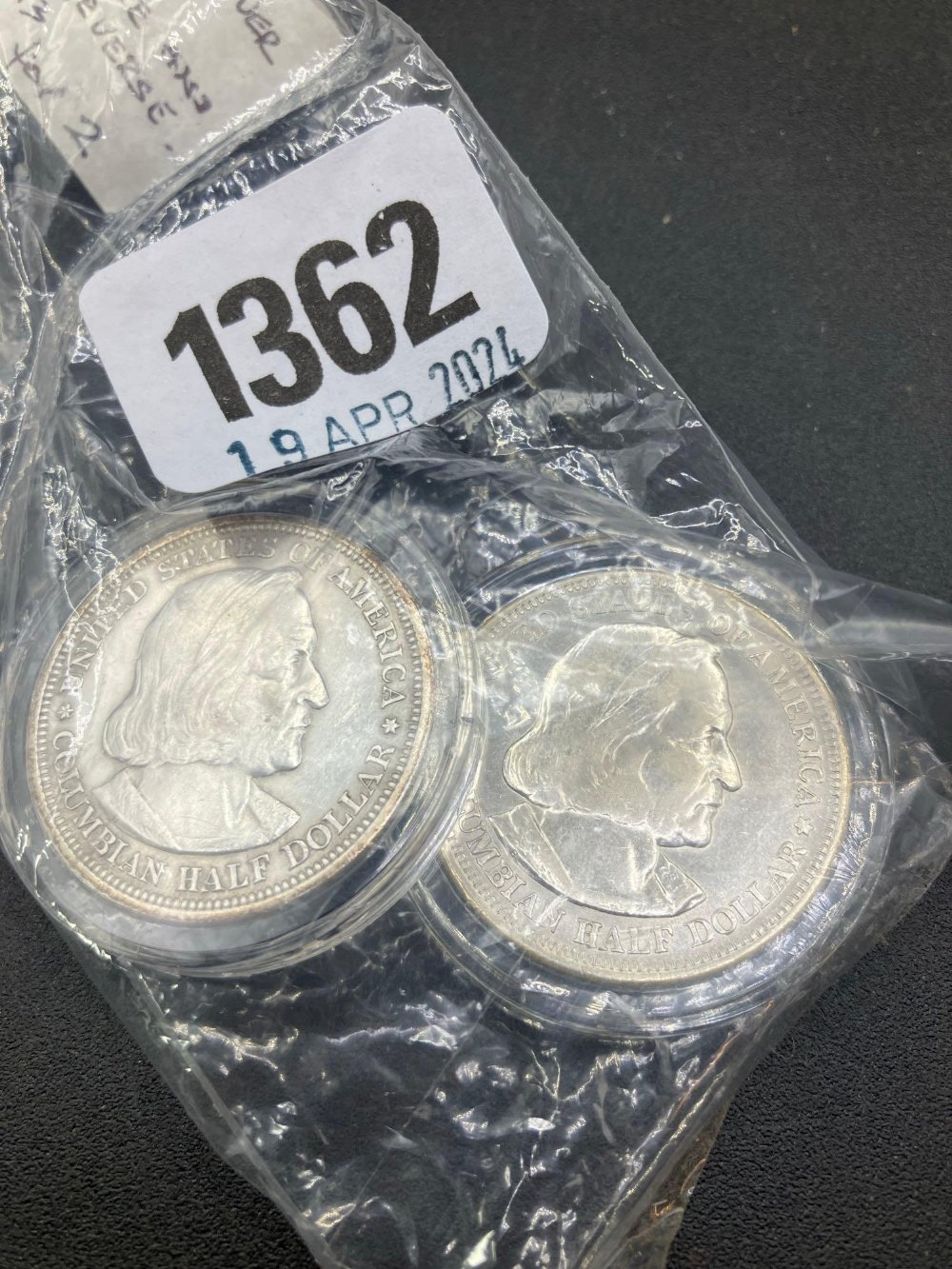 Two Columbian Exposition half dollars
