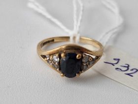 A sapphire & diamond cluster ring 9ct size M 2.3g