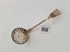 A Georgian plain fiddle pattern sifter spoon with circular bowl, London 1830 by WC