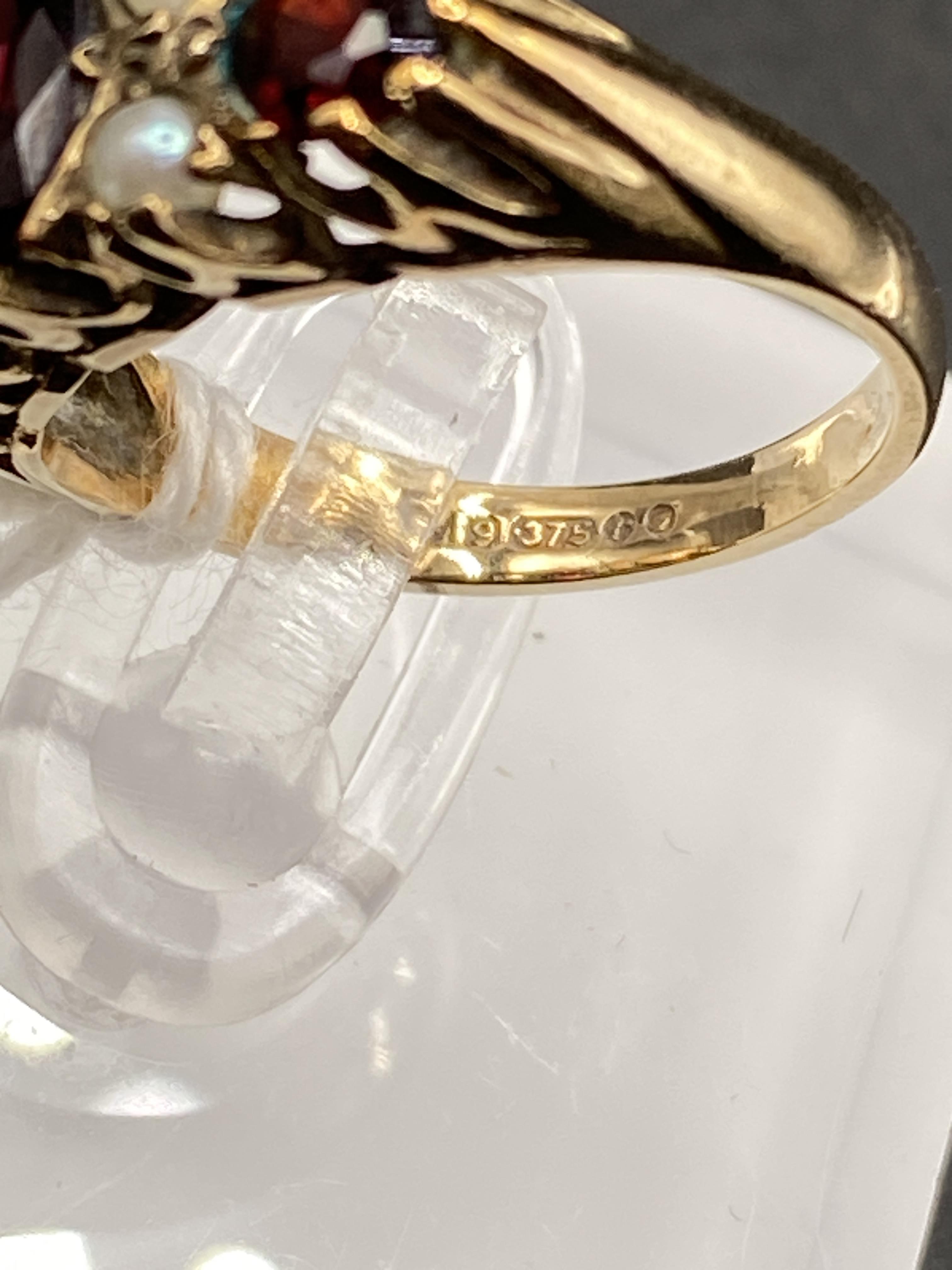 A garnet & pearl 9ct dress ring size J 3.5g inc - Image 3 of 3