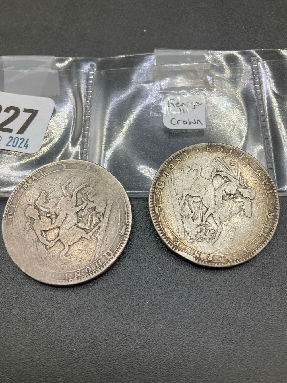 1820 George III silver crown & another - Image 2 of 2