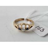 9ct diamond and sapphire gypsy ring, size N, 2.4g