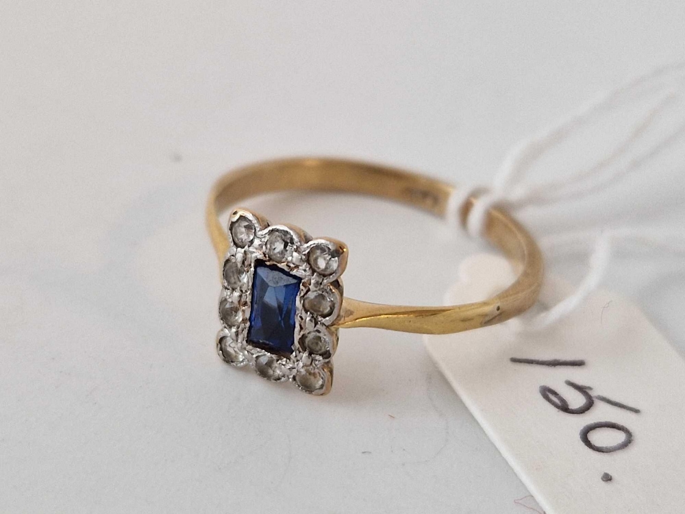 Edwardian Sapphire (oblong) ring 9ct Size Q - Image 2 of 3