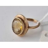 A oval citrine ring 9ct size K 3.8 gms