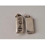 Two small silver ingots, 20 g