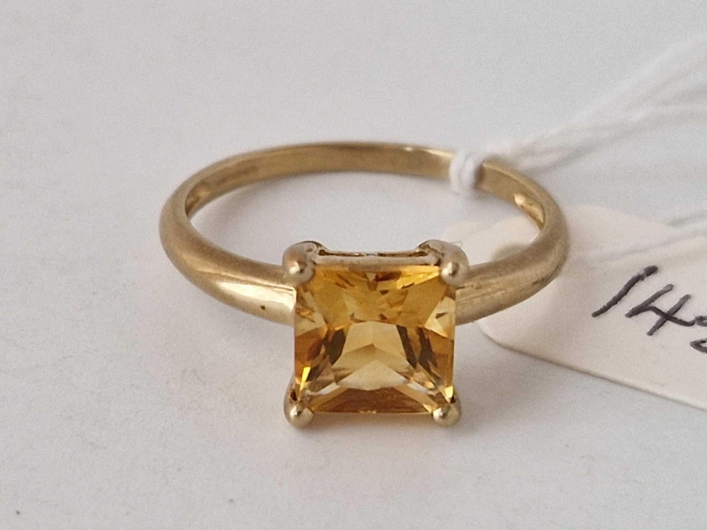 Fine, Madeira citrine square cut dress ring 9ct Size V 2.6g