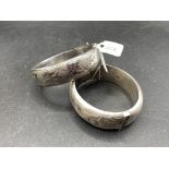 Two large heavy gauge silver bangles 72 gms