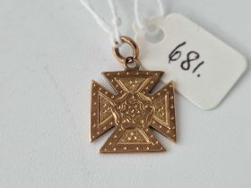 Maltese cross pendant 9ct, 2.6 g