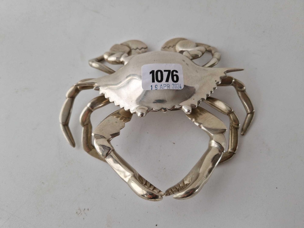 An unusual articulated crab inkstand with hinged cover, stamped STERLING ORTEGA, 6.5 inches wide, - Image 2 of 5