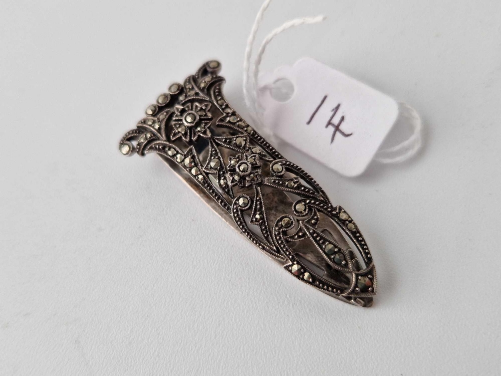 Deco marcasite set silver dress clip