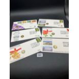 Welsh £1 coin/stamp covers x 6