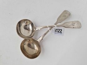 Pair of Victorian fiddle pattern sauce ladles . London 1842 By W C. 123 gm