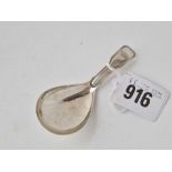 A Georgian fiddle thread caddy spoon with oval bowl, Birmingham 1818 by JW