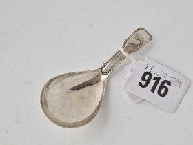 A Georgian fiddle thread caddy spoon with oval bowl, Birmingham 1818 by JW