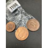 Miss struck 1967 penny and 2 old coins
