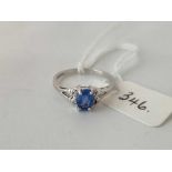 Ceylon, Sapphire and diamond dress ring in white gold 9ct Size N 2.1g
