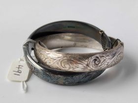Two silver hinged bangles, 46 g