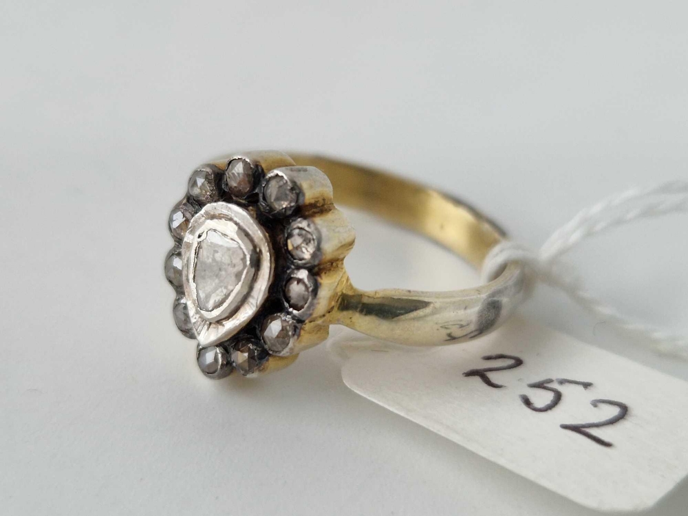 19THC SILVER GILT DIAMOND SET INDIAN RING SIZE Q - Image 2 of 3