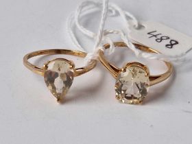 Two stone set dress rings, 9ct, sizes U and S, 4.7 g inc