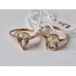 Two stone set dress rings, 9ct, sizes U and S, 4.7 g inc