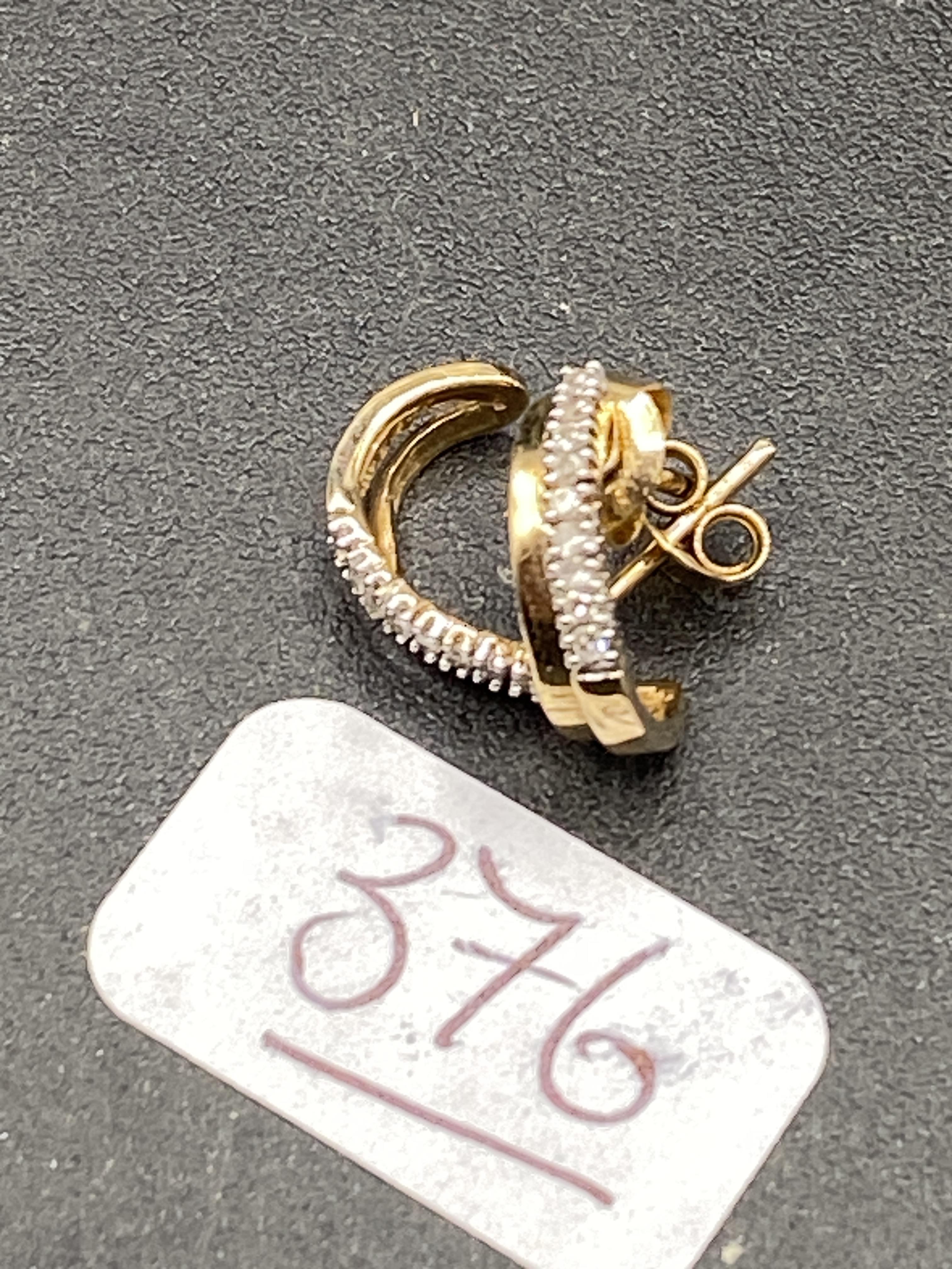 A pair of diamond half hoop 9ct earrings - Image 2 of 3