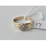 Antique gold mounted diamond cluster ring, size S, 3.7g