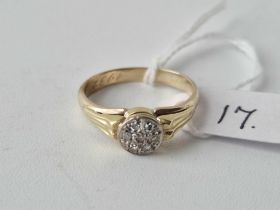 Antique gold mounted diamond cluster ring, size S, 3.7g