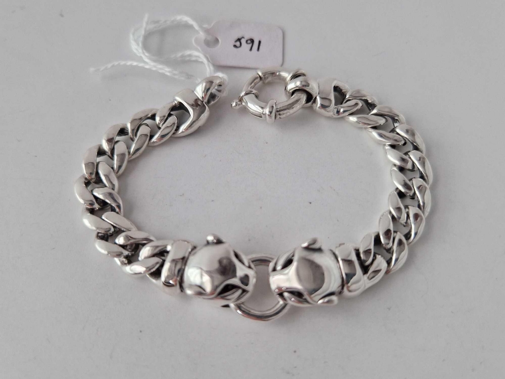 A silver panther link bracelet 7.5 inch 19.1 gms