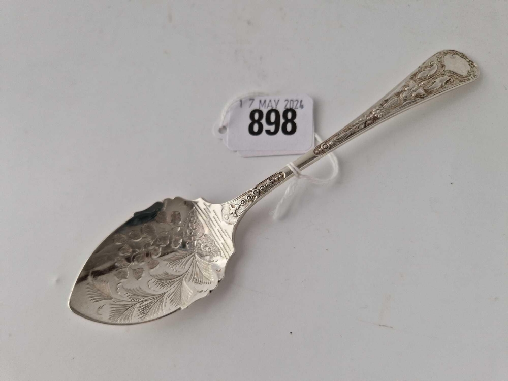 An aesthetic style jam spoon with chased stem, Sheffield 1888 by JAM, 38 g