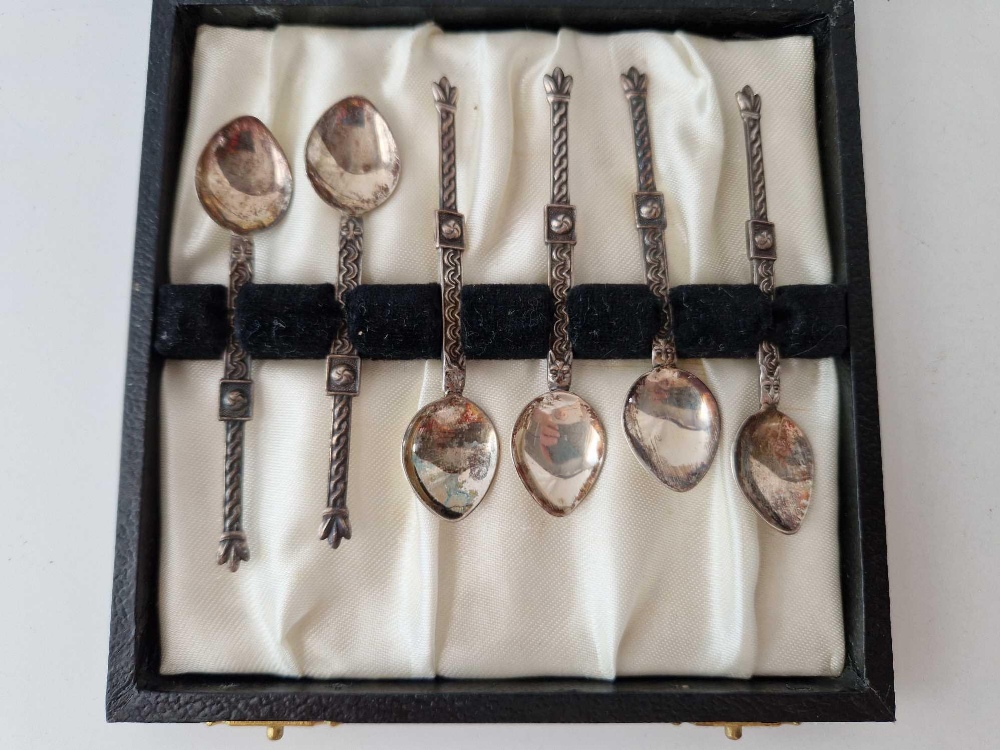 A set of six Celtic style coffee spoons, cased, Birmingham 1959 by WHO