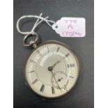 A large silver pocket watch with seconds dial